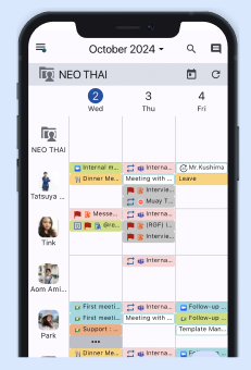 自分のスケジュールはもちろん、組織メンバーのスケジュールもひと目で確認