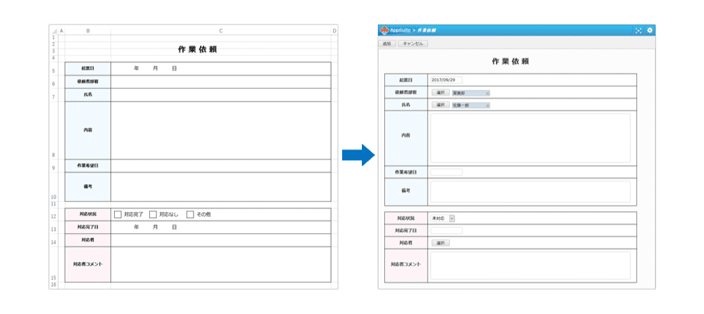 紙の申請用紙をシステム化