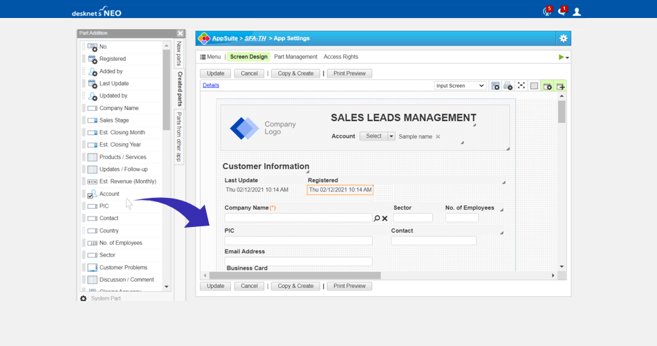 screen capture showing how to create application form 